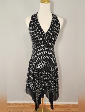 Rue 21 Halter Dress Polka Dot V-Neck Asymmetrical Hemline Party Babydoll Size 5